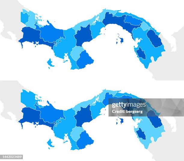 panama simple blue map with regions - panama stock illustrations