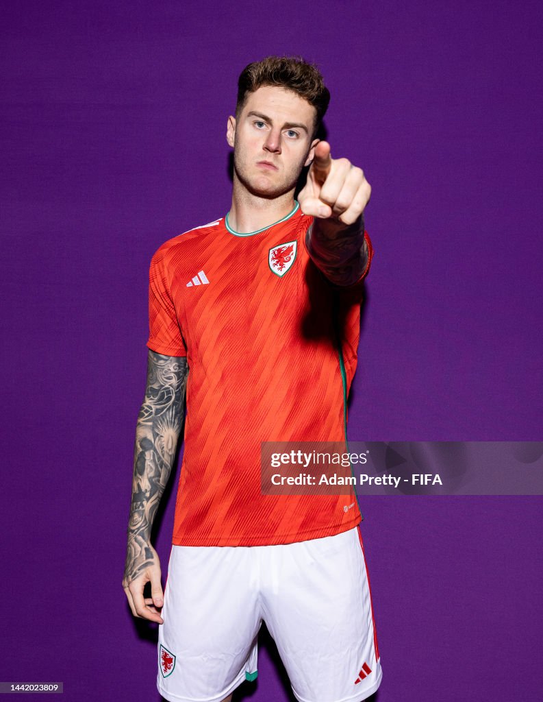 Joe Rondo Joe Rodon of Wales poses during the official FIFA World Cup Qatar ...