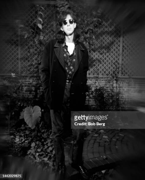 American singer, songwriter, musician, record producer and former singer of The Cars Ric Ocasek poses for a portrait, New York, New York, June 1995.