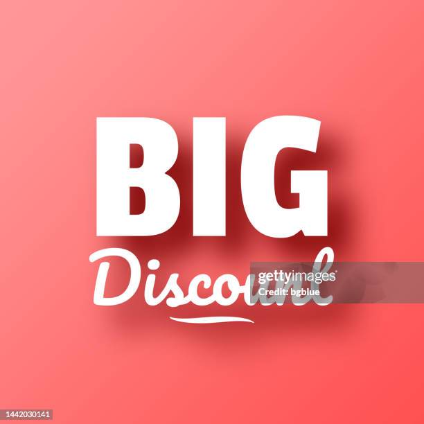 stockillustraties, clipart, cartoons en iconen met big discount. icon on red background with shadow - big red button