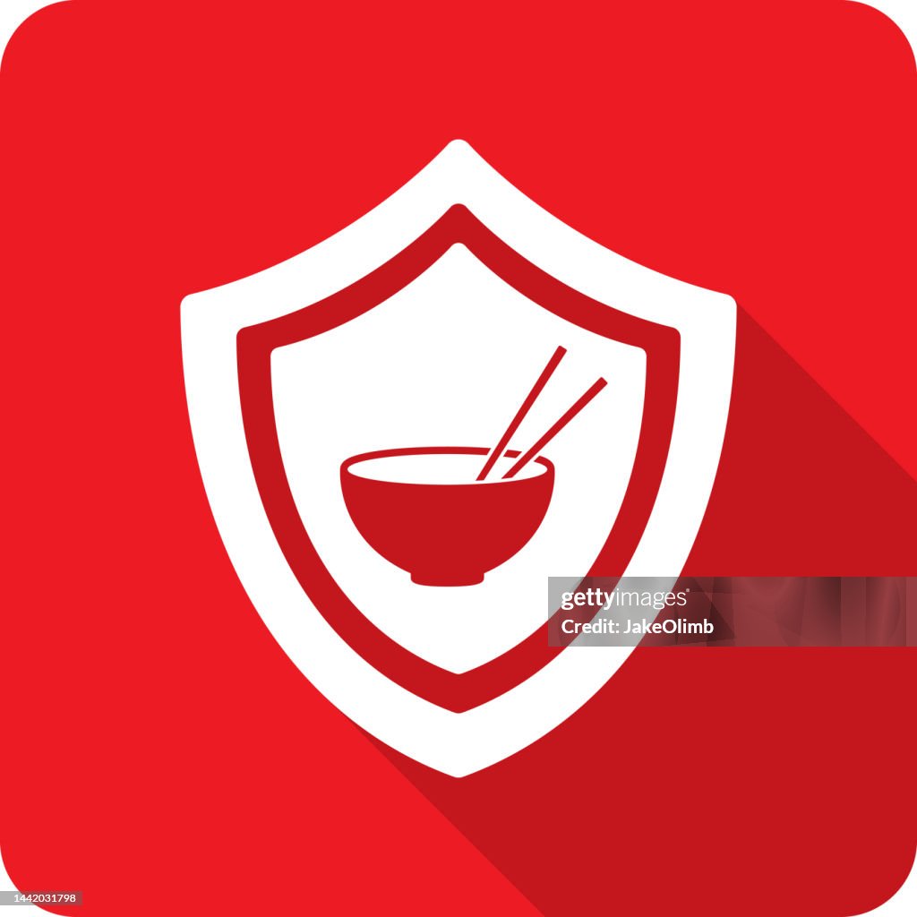 Shield Chopsticks Bowl Icon Silhouette