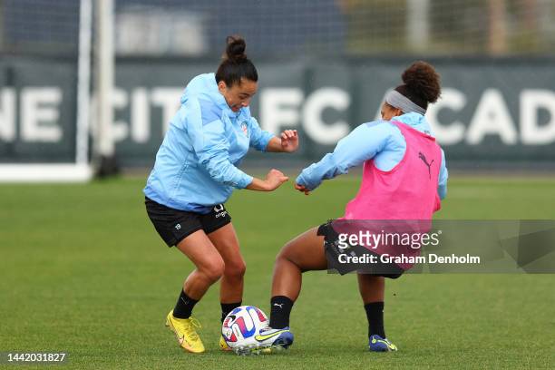Maria Jose Rojas of Melbourne City in action during a Melbourne City training session at Etihad City Football Academy Melbourne on November 16, 2022...