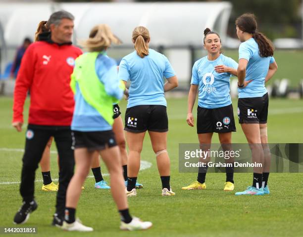 Maria Jose Rojas of Melbourne City looks on during a Melbourne City training session at Etihad City Football Academy Melbourne on November 16, 2022...
