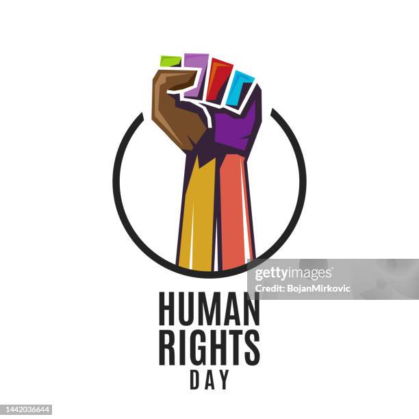 karte zum monat der menschenrechte, poster. vektor - rassengleichheit stock-grafiken, -clipart, -cartoons und -symbole