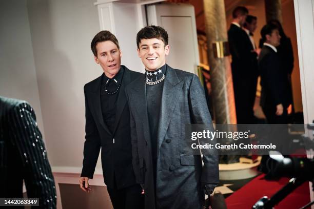 Tom Daley and Dustin Lance Black attend the GQ Men Of The Year Awards 2022 at The Mandarin Oriental Hyde Park on November 16, 2022 in London, England.