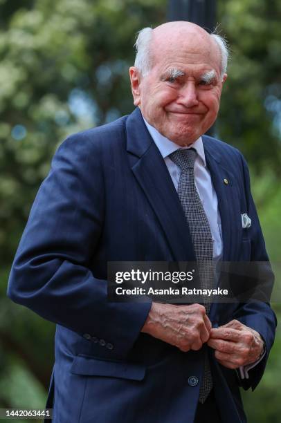 Former Australian Prime Minister John Howard arrives for the memorial of Peter Reith on November 17, 2022 in Melbourne, Australia. Peter Reith, a...