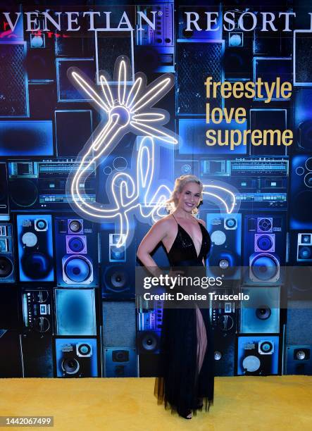 Freestyle Love Supreme cast member Morgan Reilly AKA “Hummingbird" arrives at Freestyle Love Supreme opening night at The Venetian Resort Las Vegas...