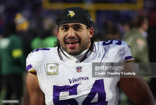 Eric Kendricks of the Minnesota Vikings after a game against the Buffalo Bills at Highmark Stadium on November 13, 2022 in Orchard Park, New York.