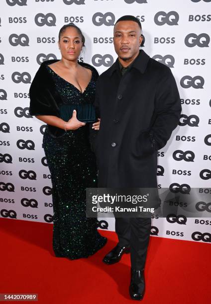 Danielle Isaie and Ashley Walters attend the GQ Men Of The Year Awards 2022 at Mandarin Oriental Hyde Park on November 16, 2022 in London, England.