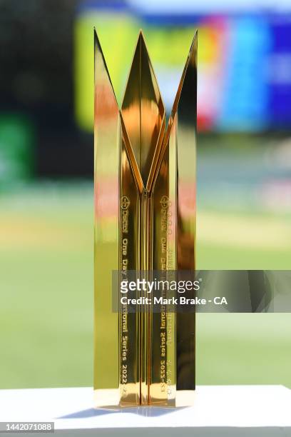 The Dettol ODI Series Trophy during game one of the One Day International series between Australia and England at Adelaide Oval on November 17, 2022...