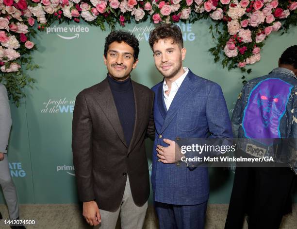 Karan Soni and Ben Platt attend the Los Angeles premiere of Prime Video's "The People We Hate At The Wedding" at Regency Village Theatre on November...