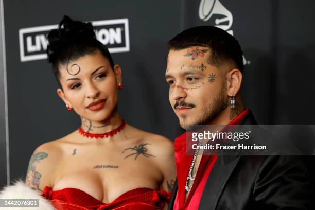 Cazzu and Christian Nodal attend The Latin Recording Academy's 2022 Person of the Year Gala Honoring Marco Antonio Solis at Michelob ULTRA Arena on...