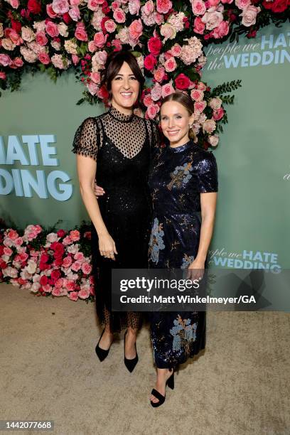 Arcy Carden and Kristen Bell attends the Los Angeles premiere of Prime Video's "The People We Hate At The Wedding" at Regency Village Theatre on...