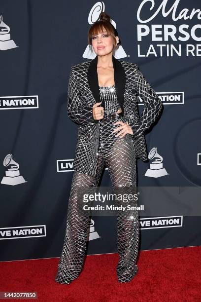 Thalía attends The Latin Recording Academy's 2022 Person of the Year Gala Honoring Marco Antonio Solis at Michelob ULTRA Arena on November 16, 2022...