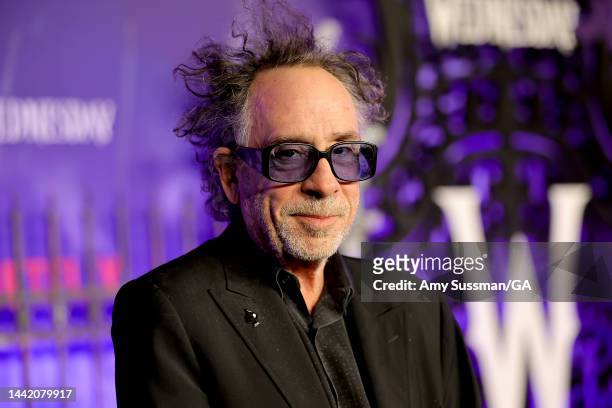 Tim Burton attends the world premiere of Netflix's "Wednesday" at Hollywood Legion Theater on November 16, 2022 in Los Angeles, California.