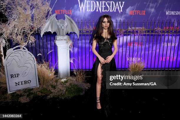 Jenna Ortega attends the world premiere of Netflix's "Wednesday" at Hollywood Legion Theater on November 16, 2022 in Los Angeles, California.