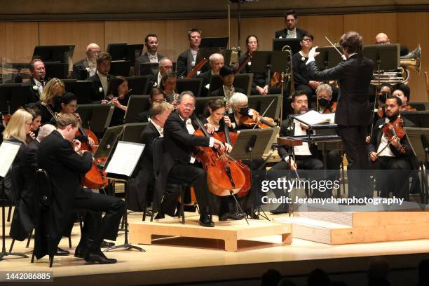 Yo-Yo Ma performs with the Toronto Symphony Orchestra during Celebration 100: A Gala With Yo-Yo Ma at Roy Thomson Hall on November 16, 2022 in...