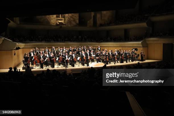 Toronto Symphony Orchestra performs during Celebration 100: A Gala With Yo-Yo Ma at Roy Thomson Hall on November 16, 2022 in Toronto, Ontario.