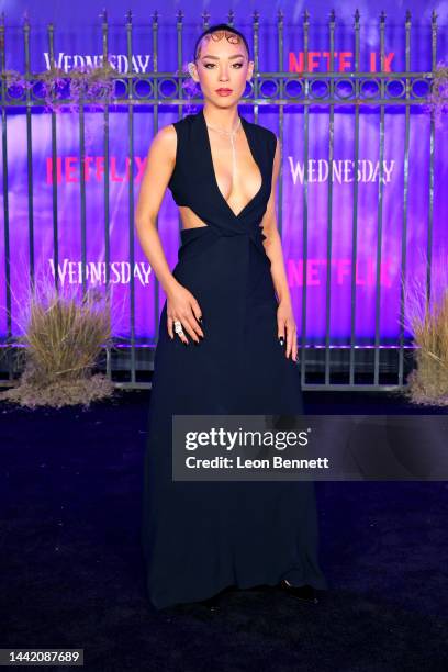 Naomi J. Ogawa attends the world premiere of Netflix's "Wednesday" at Hollywood Legion Theater on November 16, 2022 in Los Angeles, California.