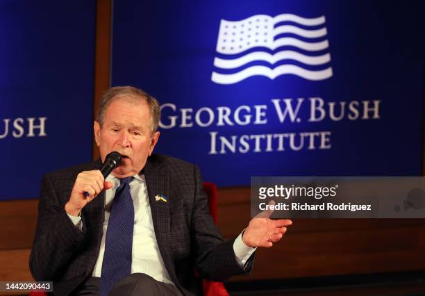 Former President George W. Bush speaks during the Struggle for Freedom Conference at George W. Bush Presidential Center on November 16, 2022 in...