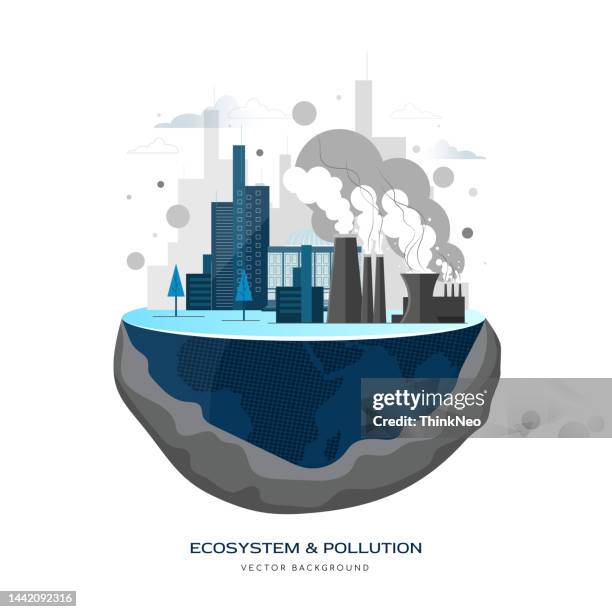 ecology concept - industry factory. flat style - fossil fuel stock illustrations