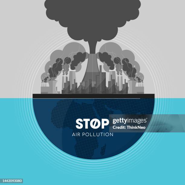 ecology, environment, green energy and pollution concept - exhaust pipe fumes stock illustrations