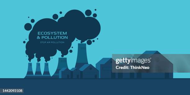 factory pollutes the environment concept - smog icon stock illustrations