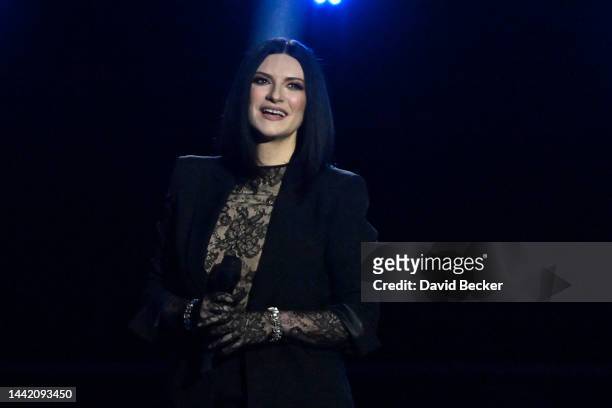 Laura Pausini performs onstage during the 2022 Latin Recording Academy Person of the Year Honoring Marco Antonio Solís at the Mandalay Bay Convention...