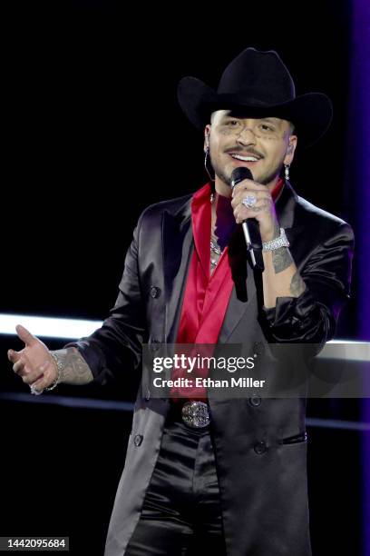 Christian Nodal performs onstage during The Latin Recording Academy's 2022 Person of the Year Gala Honoring Marco Antonio Solis on November 16, 2022...