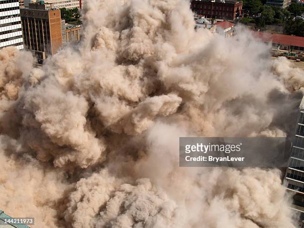 building implosion in downtown johannesburg, south africa - rubble explosion stock pictures, royalty-free photos & images