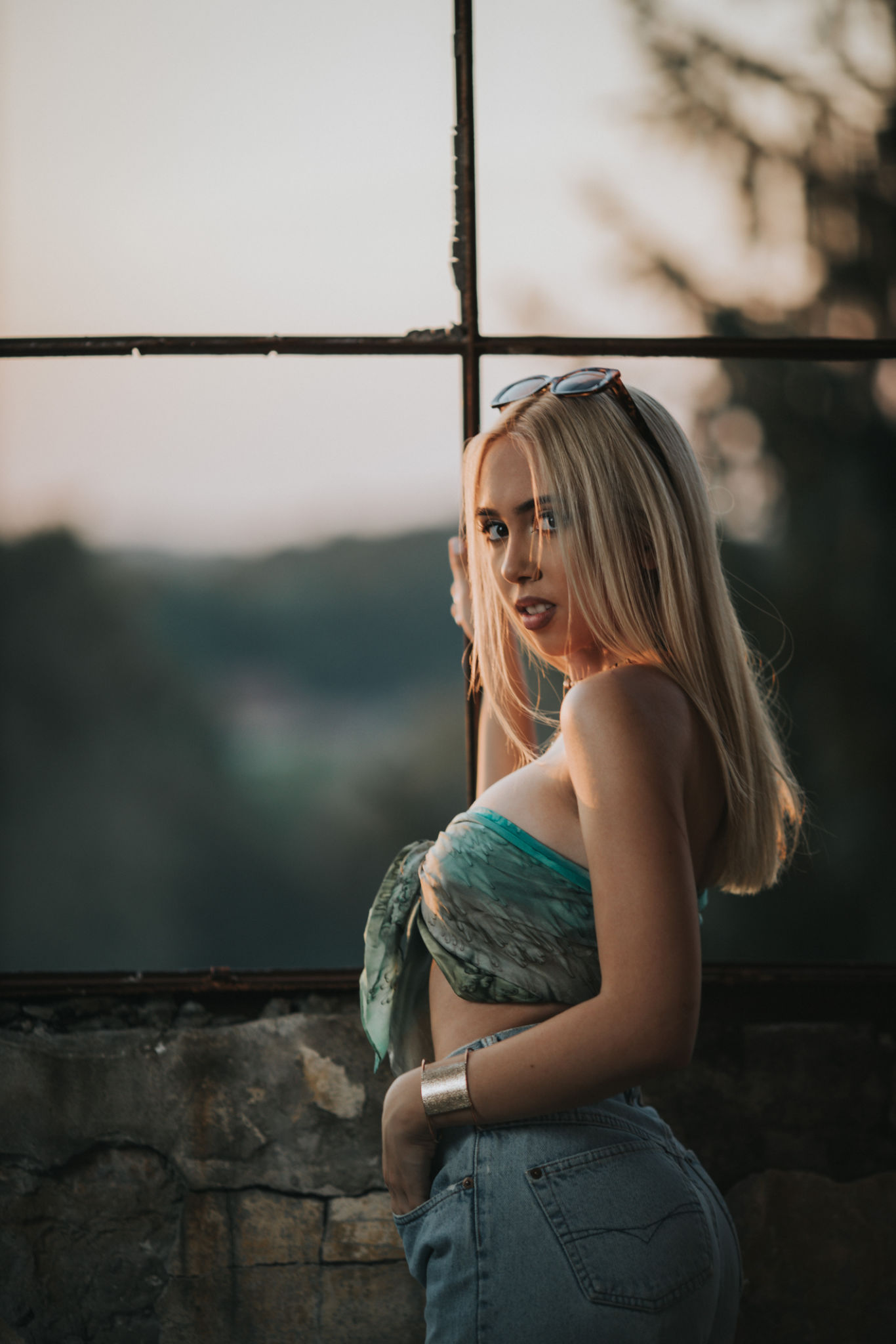 Sexy fashionable Bosnian Caucasian woman posing in an abandoned building Sexy fashionable Bosnian Caucasian woman posing in an abandoned building