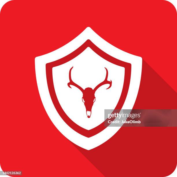 shield deer skull icon silhouette - deer skull stock illustrations