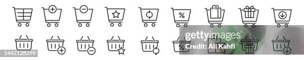 shopping cart icon - shopping basket icon stock illustrations