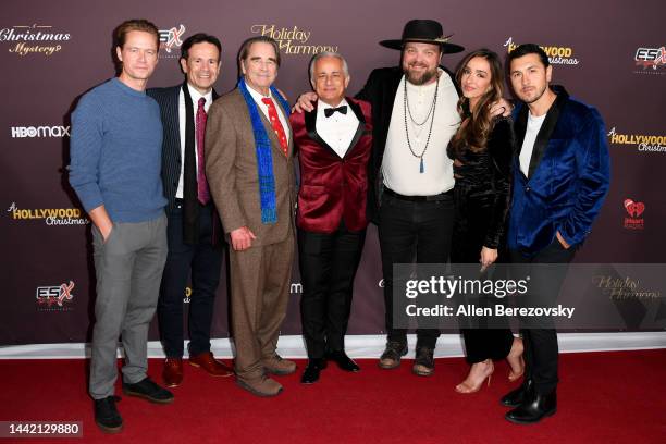 Drew Parker, Alex Ranarivelo, Beau Bridges, Ali Afshar, Drew Powell, Ava Rettke and Daniel Aspromonte attend Warner Bros & HBOMax Holiday Movies Even...