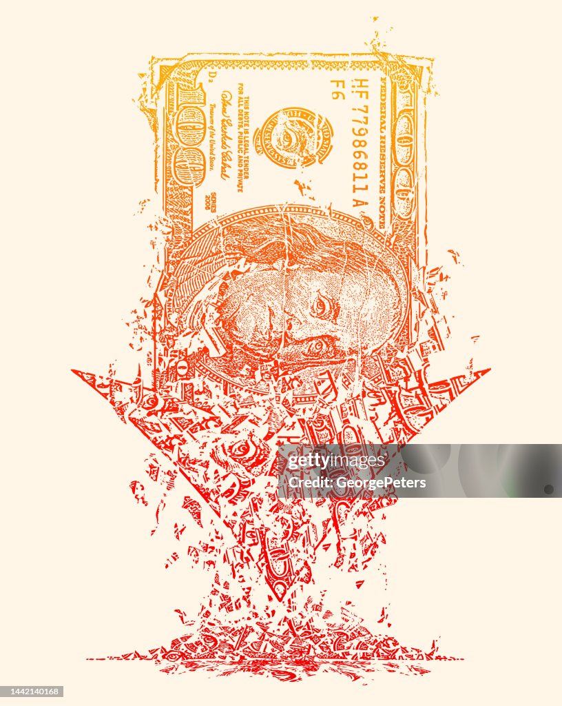 Dissolving American One Hundred Dollar Bill And Inflation Economics dissolving-american-one-hundred-dollar-bill-and-inflation-economics