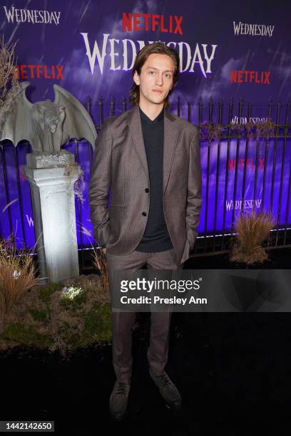 Percy Hynes White attends the world premiere of Netflix's "Wednesday" on November 16, 2022 in Los Angeles, California.