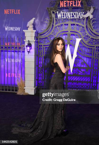 Jenna Ortega attends the World Premiere Of Netflix's "Wednesday" at Hollywood Legion Theater on November 16, 2022 in Los Angeles, California.