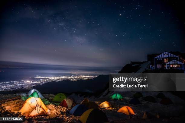 night view from mount tsubakuro (2.763 m) in japan. - koshin'etsu region photos et images de collection