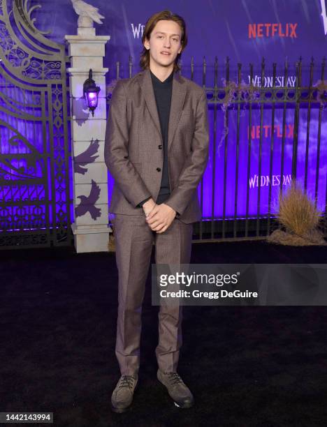 Percy Hynes White attends the World Premiere Of Netflix's "Wednesday" at Hollywood Legion Theater on November 16, 2022 in Los Angeles, California.