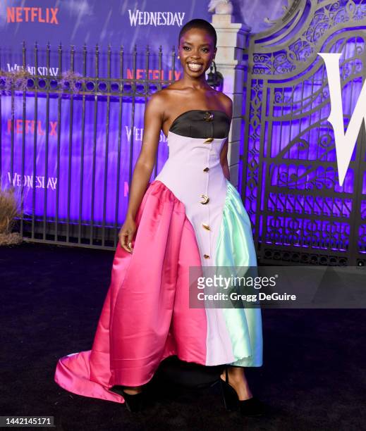 Joy Sunday attends the World Premiere Of Netflix's "Wednesday" at Hollywood Legion Theater on November 16, 2022 in Los Angeles, California.
