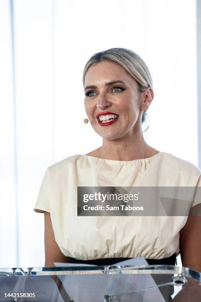 Jacqui Felgate emcees the 2022 L'Oréal-UNESCO For Women in Science Awards on November 17, 2022 in Melbourne, Australia.