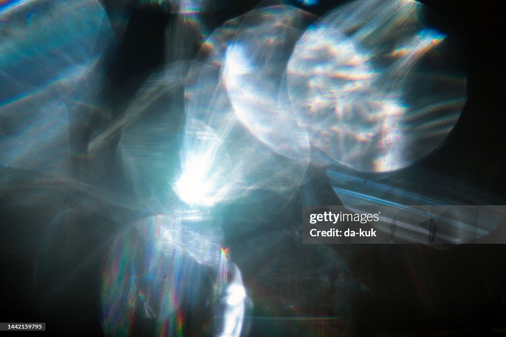 Hermosas fugas de luz, elemento de diseño de superposición bokeh de lente