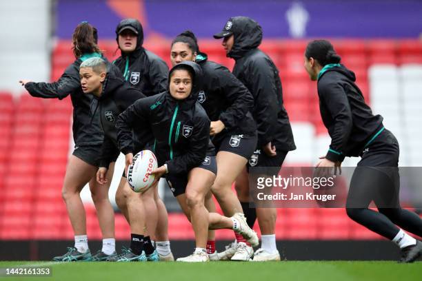 Nita Maynard of New Zealand in action during the New Zealand Captain's Run ahead of the Women's Rugby League World Cup Final against Australia at Old...
