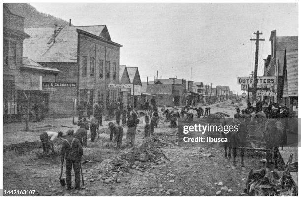 antique image: klondike gold rush, skagway - skagway stock illustrations