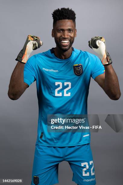 Alexander Dominguez of Ecuador poses during the official FIFA World Cup Qatar 2022 portrait session on November 16, 2022 in Doha, Qatar.