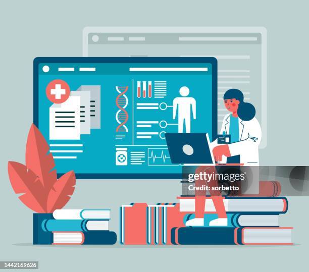 female doctor - medical research - physicist stock illustrations