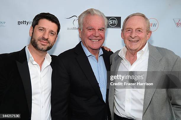 Actors Harli Ames, Robert Wagner and director Simon Wincer arrive at Australians In Film Screening and USA premiere of Myriad Pictures' "The Cup" at...