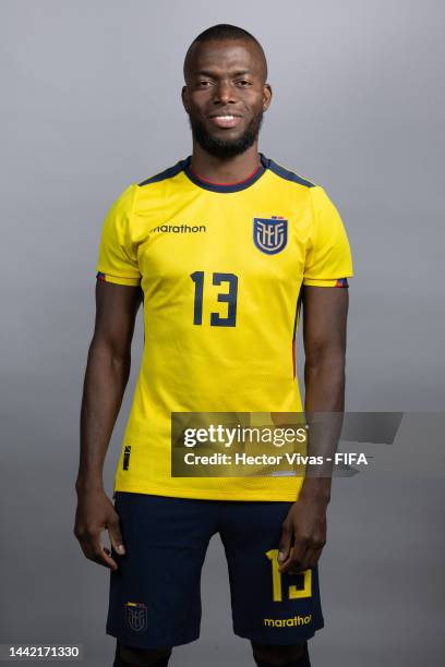 Enner Valencia of Ecuador poses during the official FIFA World Cup Qatar 2022 portrait session on November 16, 2022 in Doha, Qatar.