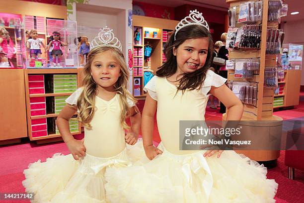 Sophia Grace Brownlee and Rosie McClelland visit "Extra" at The Grove on May 11, 2012 in Los Angeles, California.