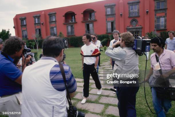 German football manager and former footballer Franz Beckenbauer, manager of the West Germany national team, attends a photocall in the grounds of the...